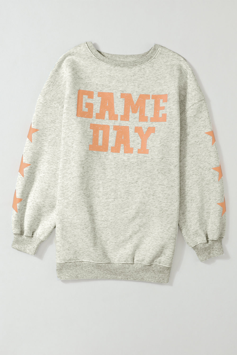 Black Lettering Game Day Print Star Sleeve Sweatshirt