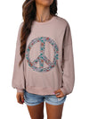 Goat Floral Peace Symbol Drop Shoulder Sweatshirt