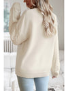 Beige Twist Sleeve Patchwork Plain Sweater