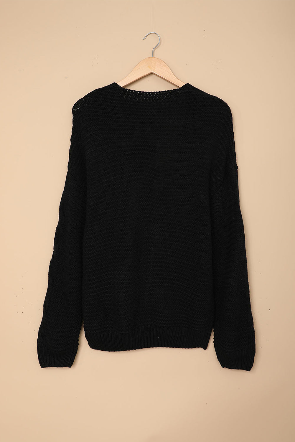 Black Chunky Wide Long Sleeve Knit Cardigan