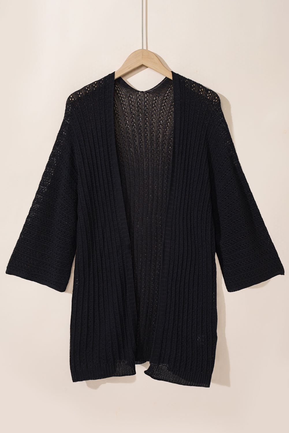 Rose Hollow-out Bracelet Sleeve Knit Cardigan