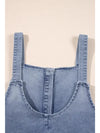 Wide Strap Denim Overalls with Pockets