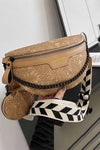 Bright White Floral Colorblock Strap Crossbody Bag with Coin Purse