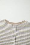 Red Stripe Ribbed Trim Drop Shoulder Long Sleeve Oversized Top