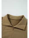 Parchment Quarter Zip Stand Neck Kangaroo Pocket Sweatshirt