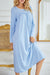 Beau Blue Lace Trim Long Sleeve Nightgown Dress