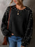 Black Pearl Drop Shoulder Round Neck Sweater