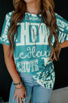 Dark Grey Vintage Letter Print Graphic Loose Tee