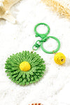 Green Woven Sunflower Pendant Personalized Keychain