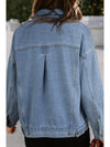 Blue Stripe Washed Oversized Pocketed Denim Jacket