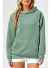 Grass Green Kangaroo Pocket Plain Textured Hoodie