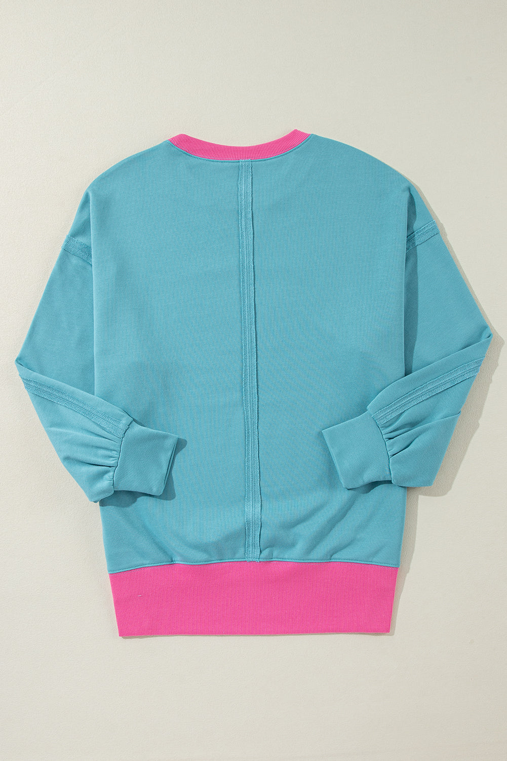 Light Blue Drop Sleeve Contrast Trim Oversized Sweatshirt