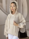 Drawstring Fringe Hem Long Sleeve Hooded Sweater