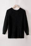 Black Solid Color Buttoned Down Casual Knitted Cardigan - Cocoa Yacht Club