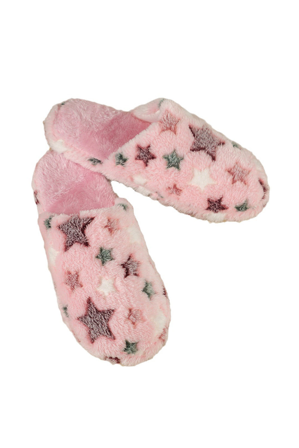 Beige Cute Star Plush Home Slippers