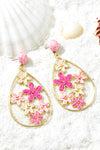 Rose Red Braided Flower Waterdrop Earrings