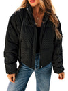 Jackets Black Checkerboard Full Zipper Puffer Jacket.