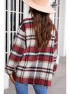 Brown Plaid Button Up Long Sleeve Flannel Shacket