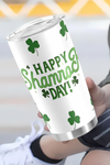 Green St Patricks Day Shamrock Thermos Cup