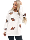 Beige Casual Football Print Round Neck Graphic Sweatshirt