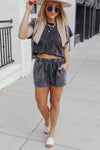 Black Acid Washed T Shirt & Drawstring Shorts Loungewear Set