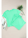 Mint Green Textured Batwing Sleeve Tee & Wide Leg Pants Plus Size Set