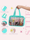 Light Blue STUFF Patch Clear Makeup Bag