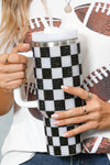 Black 40oz Rhinestone Checkered Handled Tumbler