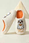 White Cute Trick Or Treat Pattern Plush Winter Home Slippers