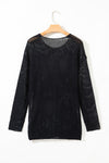 Smoke Gray Crochet Hollow-out Knit Sweater