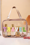 Dark Khaki TRAVEL Chenille Letter Clear Makeup Bag