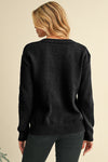 Black Hollow Knit Drop Shoulder Cardigan