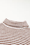 Brown Striped Turtleneck Oversized Sweater