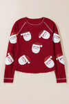 Red Sequin Santa Claus Graphic Patch Application Sweatshirt