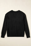 Black Hollow Knit Drop Shoulder Cardigan