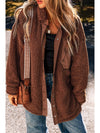 Red Clay Faux Shearling Button Up Jacket