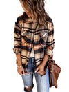 Brown Plaid Button Up Long Sleeve Flannel Shacket