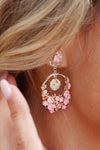 Pink Boho Flower Vintage Drop Earring