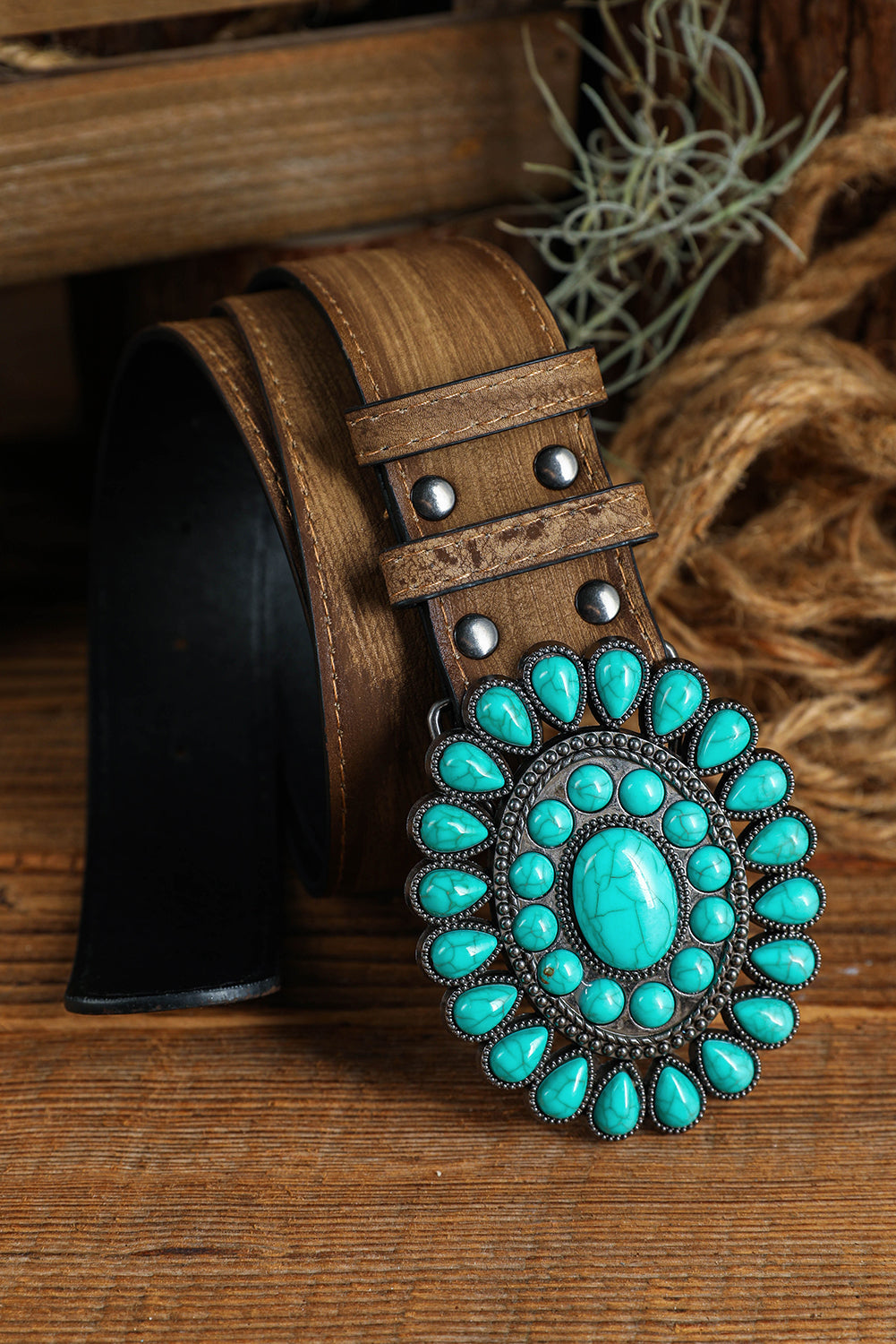 Light Blue Boho Turquoise Decor Wide Belt