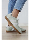 Beau Blue Striped Lace Up Flat Sneakers