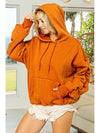 BiBi Ruched Long Sleeve Washed Fleece Hoodie