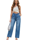 Dark Blue Slouchy Pocket Casual Wide Leg Jeans