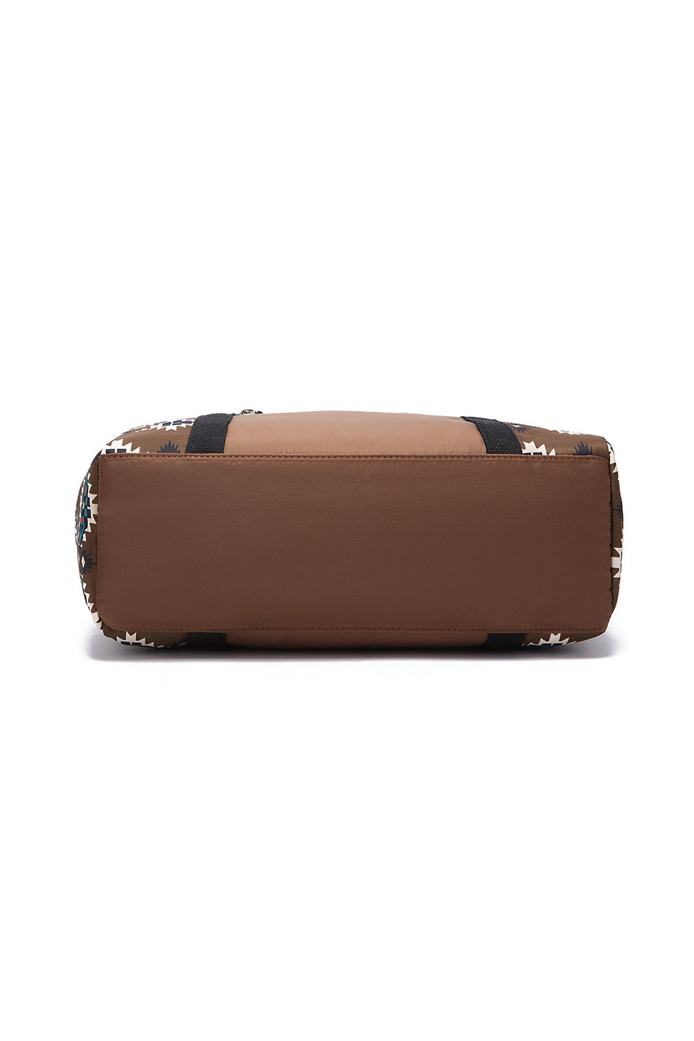 Coffee Geometric Print PU Leather Large Travel Duffel Bag