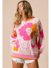 BiBi Flower Pattern Contrast Sweater