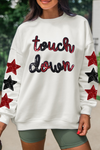 Beige Sequined Touch Down Graphic Star Drop Shoulder Sweatshirt