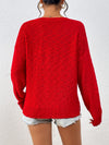 Letter Round Neck Long Sleeve Sweater - Cocoa Yacht Club