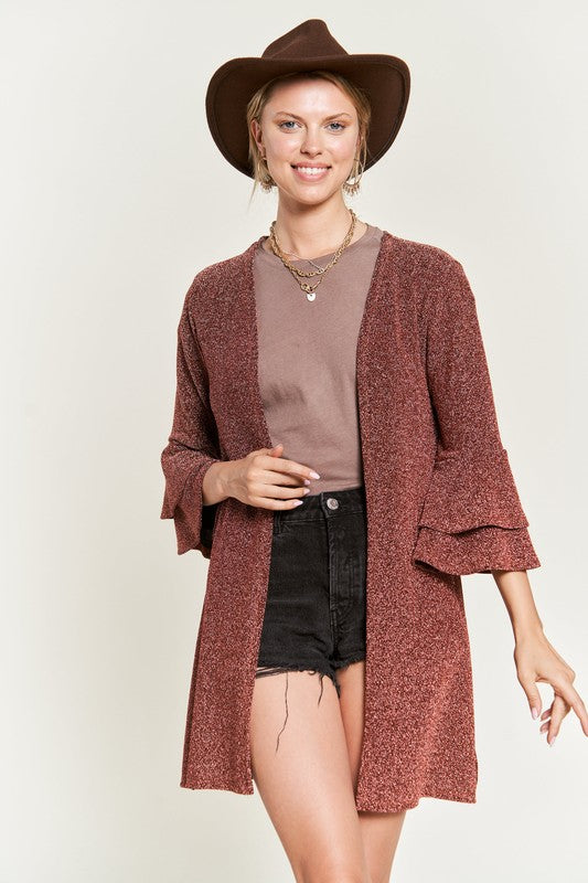 Glitter bell sleeve kimono style cardigan PLUS