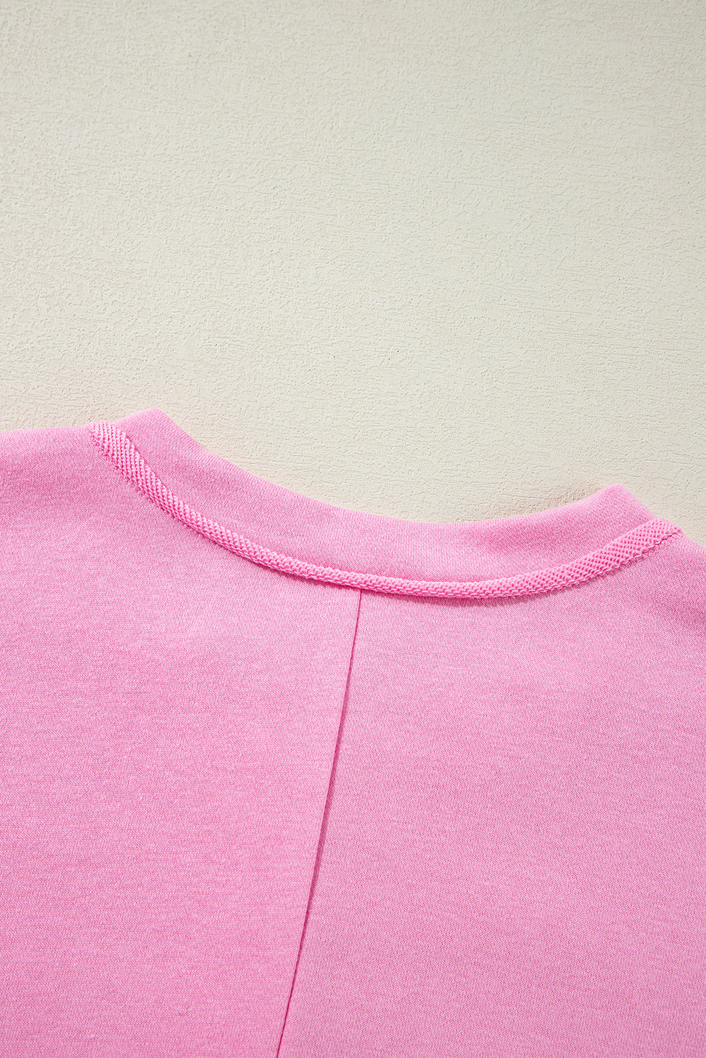 Sachet Pink Plain Drop Sleeve Henley Sweatshirt