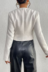 White Bow Front Slim Cropped Blazer