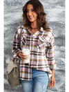 Brown Plaid Button Up Long Sleeve Flannel Shacket